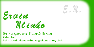 ervin mlinko business card